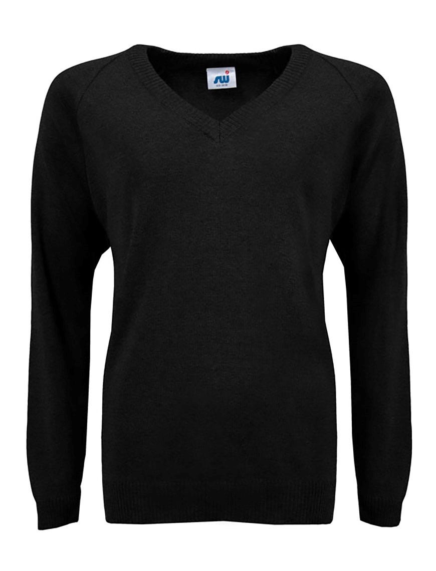 V Neck Knitted Jumper Black