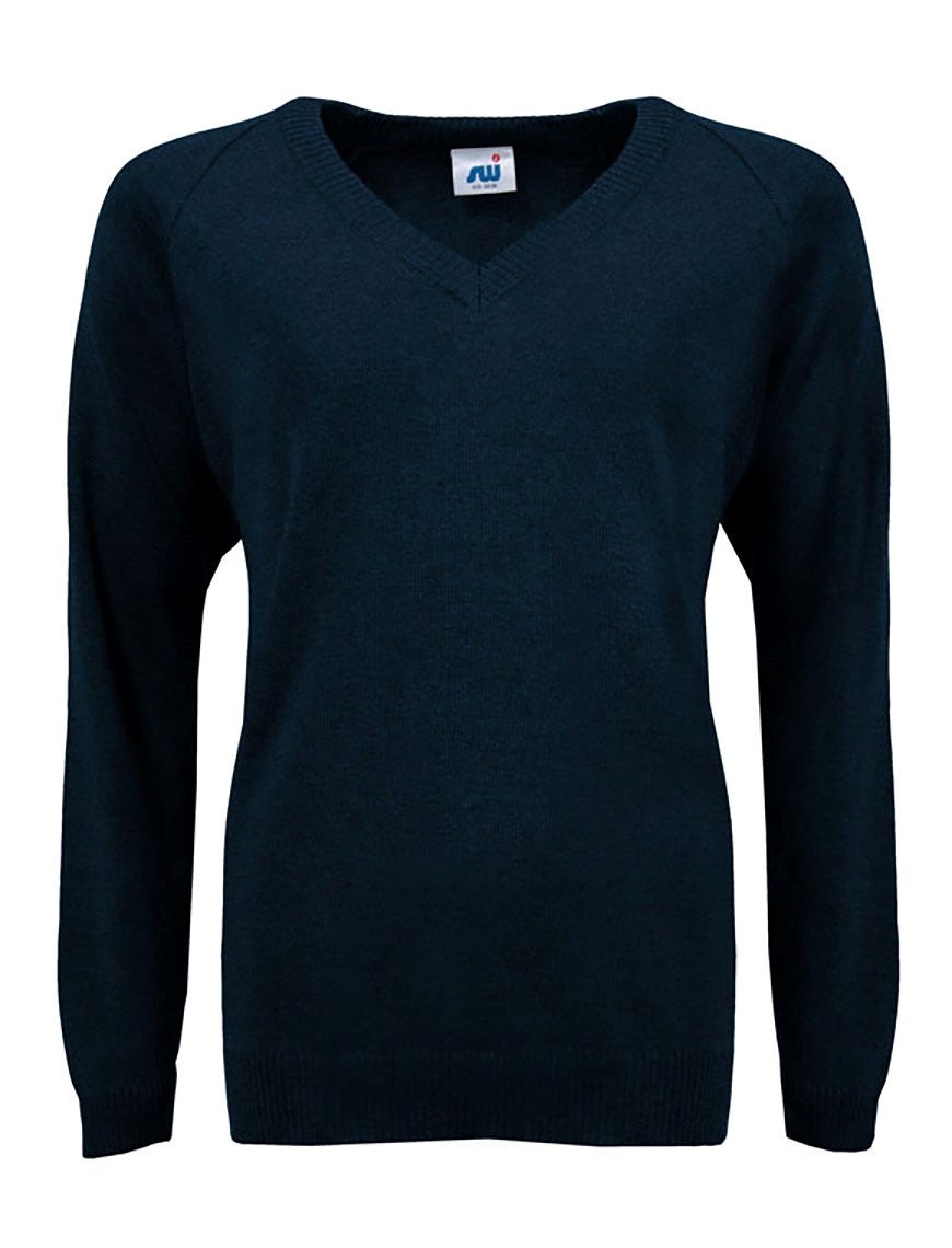 V neck blue jumper clearance